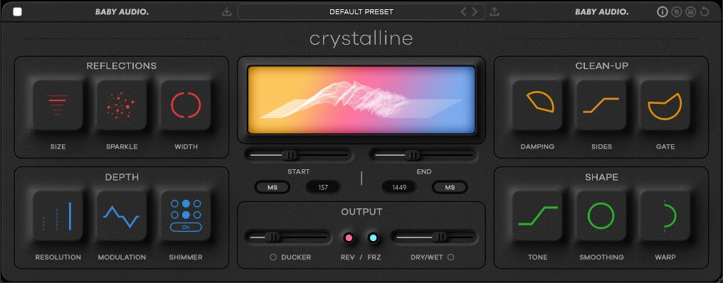 Baby Audio Crystallineのダークカラーインターフェイス
